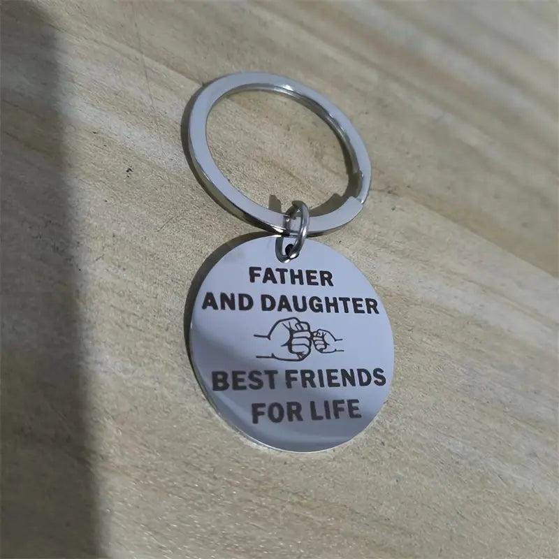 Father Daughter Stainless Steel Keyring Dad's Birthday Christmas Gift