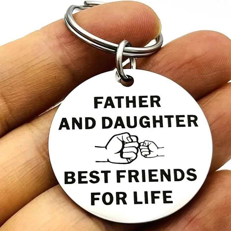 Father Daughter Stainless Steel Keyring Dad's Birthday Christmas Gift