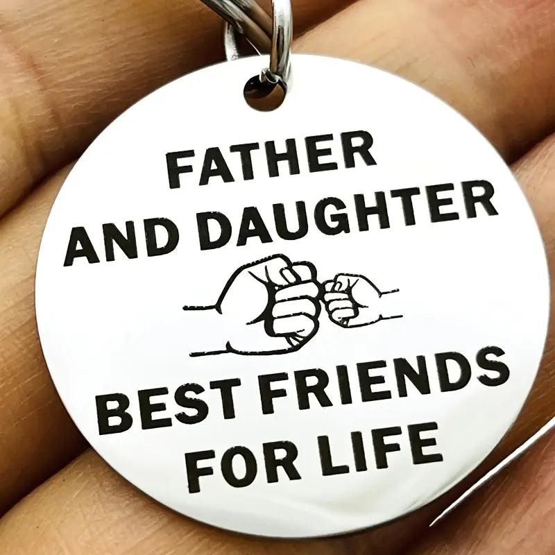 Father Daughter Stainless Steel Keyring Dad's Birthday Christmas Gift