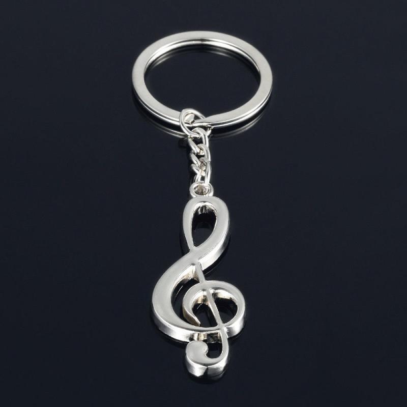 Silvery Music Notes Symbol Keychain Pendant
