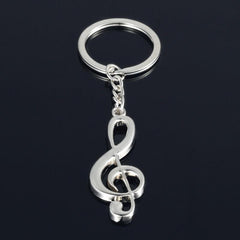 Silvery Music Notes Symbol Keychain Pendant