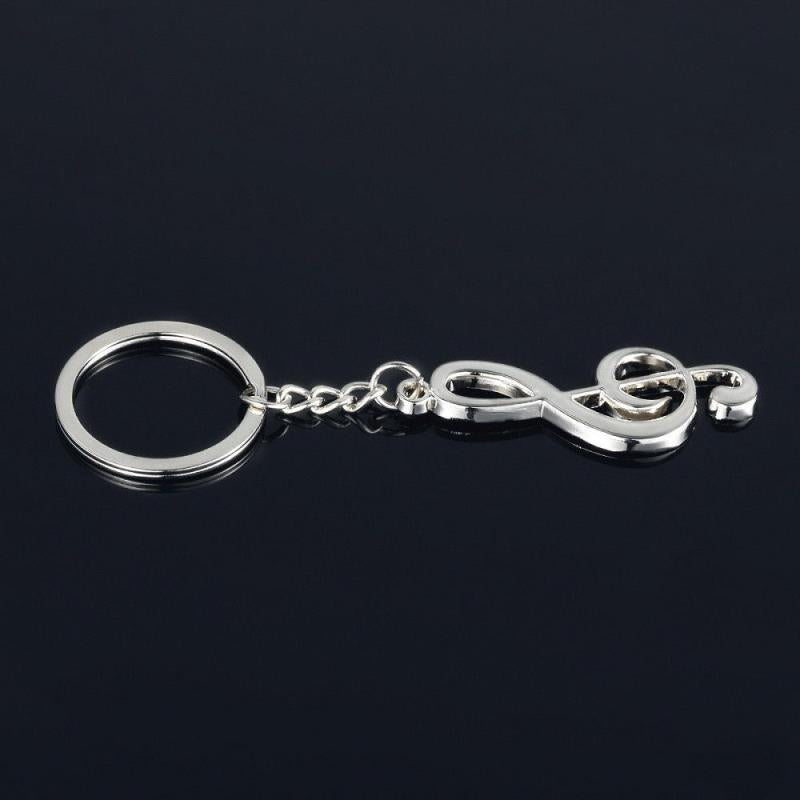 Silvery Music Notes Symbol Keychain Pendant