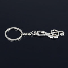 Silvery Music Notes Symbol Keychain Pendant