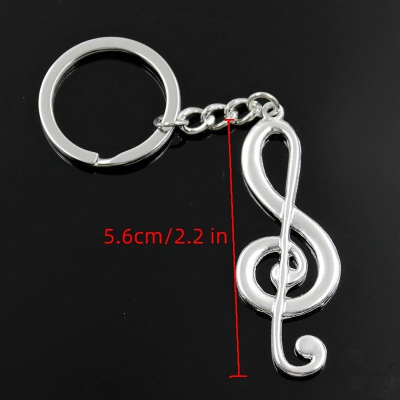 Silvery Music Notes Symbol Keychain Pendant