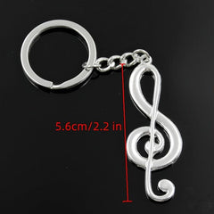 Silvery Music Notes Symbol Keychain Pendant