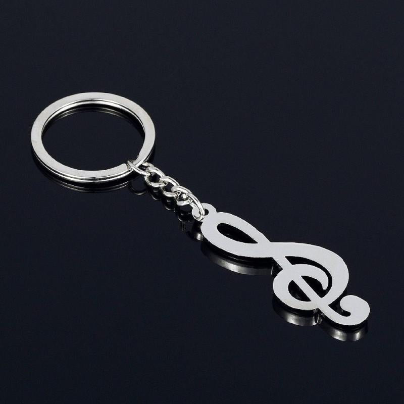 Silvery Music Notes Symbol Keychain Pendant