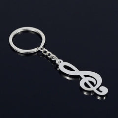 Silvery Music Notes Symbol Keychain Pendant