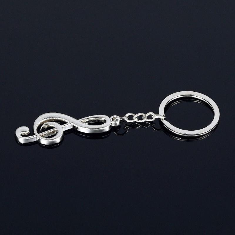 Silvery Music Notes Symbol Keychain Pendant