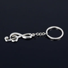 Silvery Music Notes Symbol Keychain Pendant