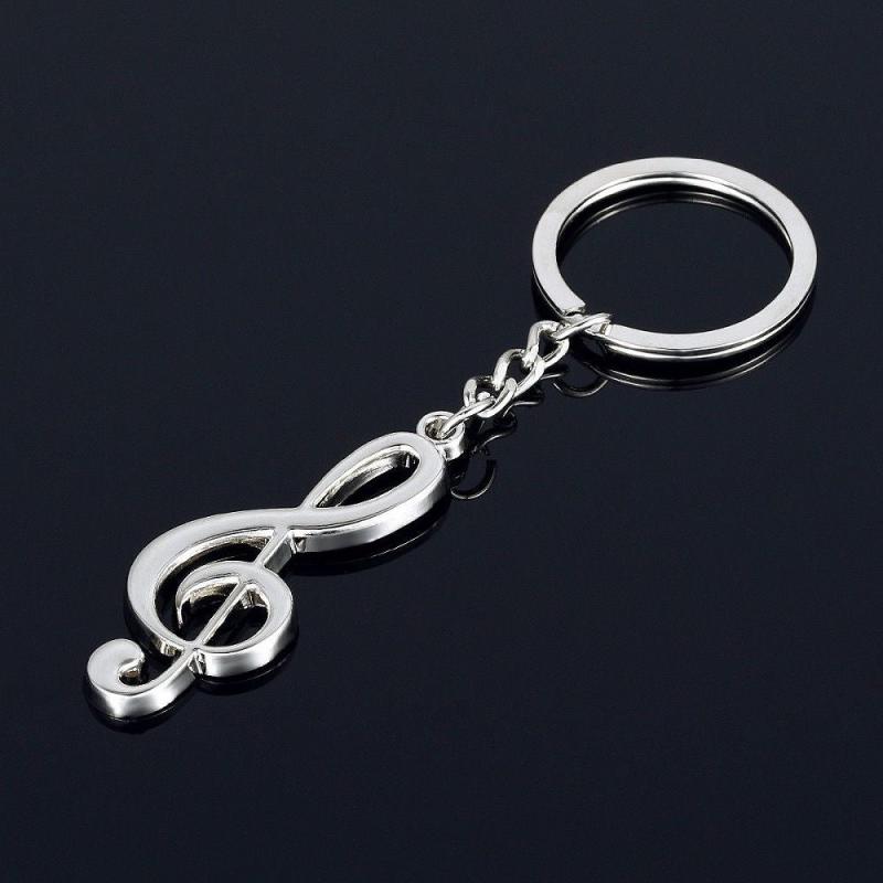 Silvery Music Notes Symbol Keychain Pendant