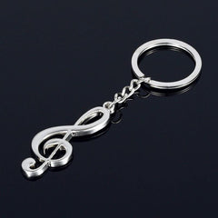 Silvery Music Notes Symbol Keychain Pendant