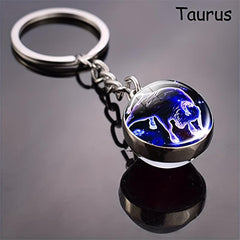 12 Constellations Time Gem Noctilucent Key Chain