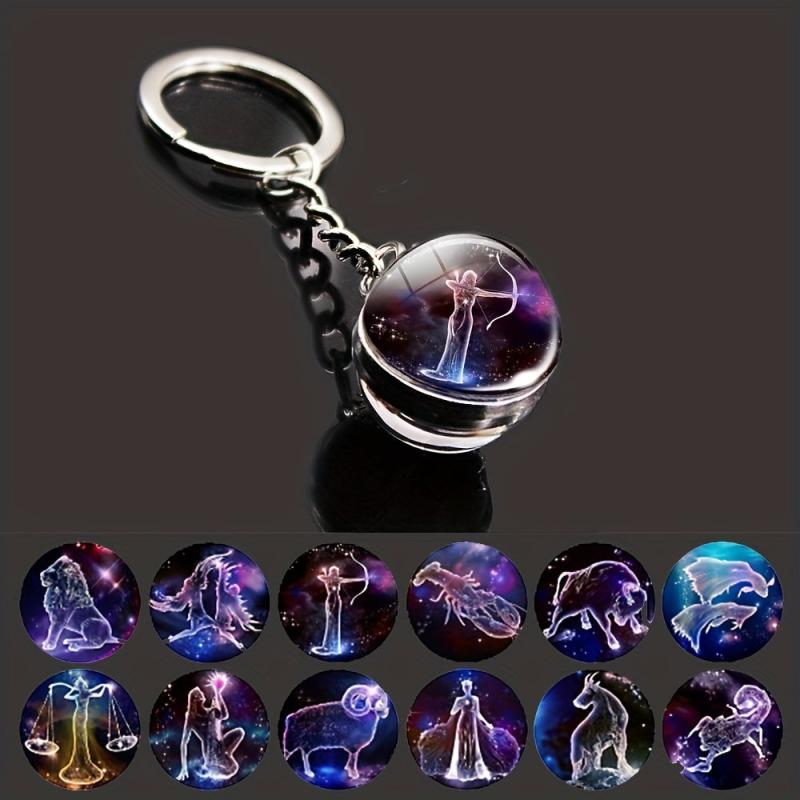 12 Constellations Time Gem Noctilucent Key Chain