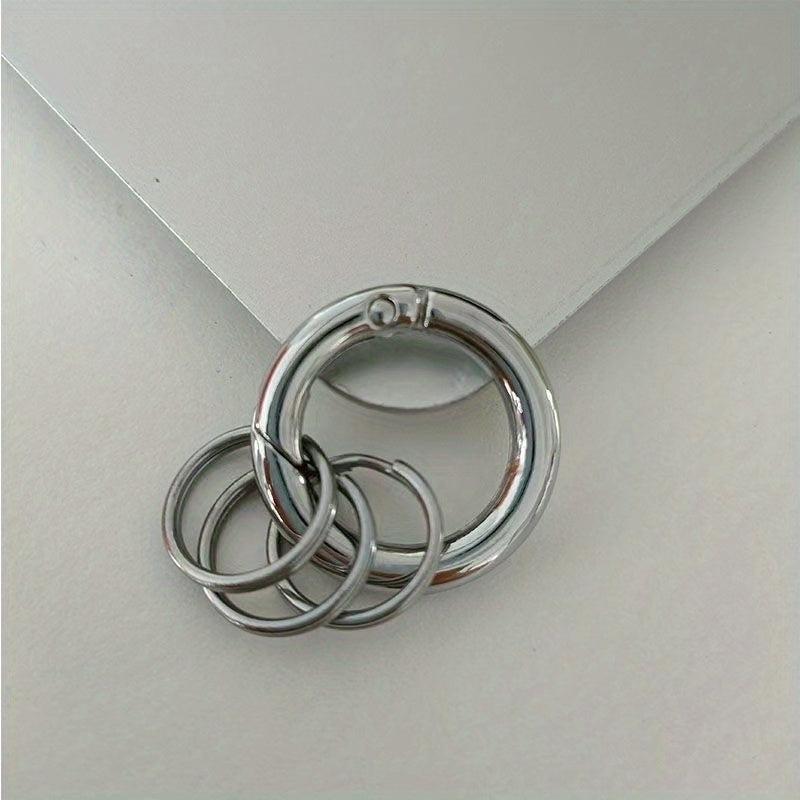 Metal Circle Ring Anti-drop Spring Buckle Key Ring Open Ring With Number Plate