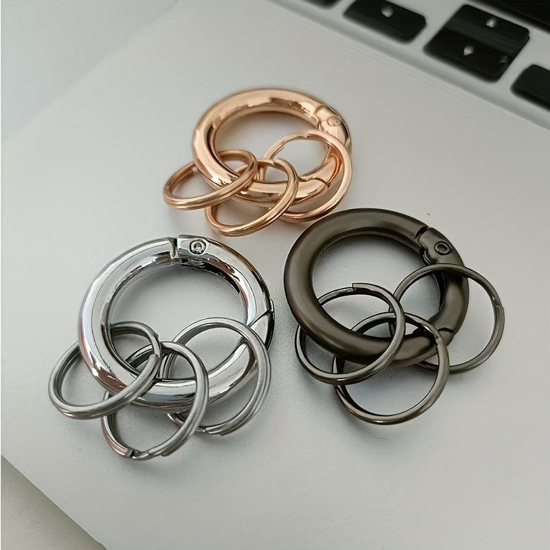 Metal Circle Ring Anti-drop Spring Buckle Key Ring Open Ring With Number Plate