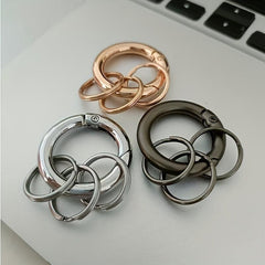 Metal Circle Ring Anti-drop Spring Buckle Key Ring Open Ring With Number Plate