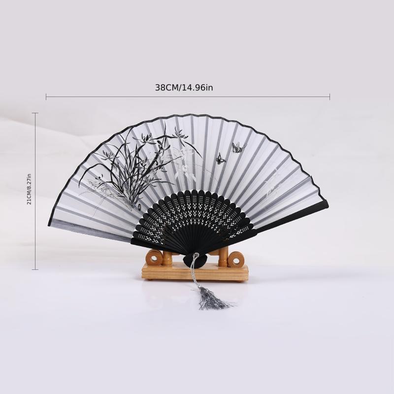 Vintage Style Bamboo Folding Fan Chinese Japanese Pattern Art Craft