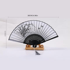 Vintage Style Bamboo Folding Fan Chinese Japanese Pattern Art Craft