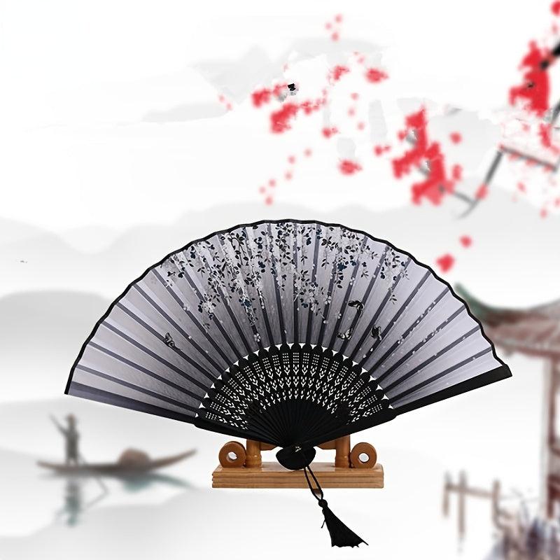 Vintage Style Bamboo Folding Fan Chinese Japanese Pattern Art Craft