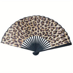 Vintage Fabric Fan Rainbow Series Abstract Art Style Small Folding Fan