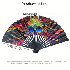Vintage Fabric Fan Rainbow Series Abstract Art Style Small Folding Fan