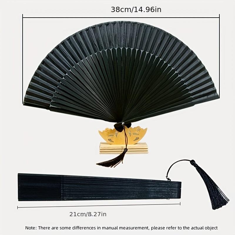 Bamboo Bone Short Fan Plain Green Dance Fan Single handed Opening And Closing
