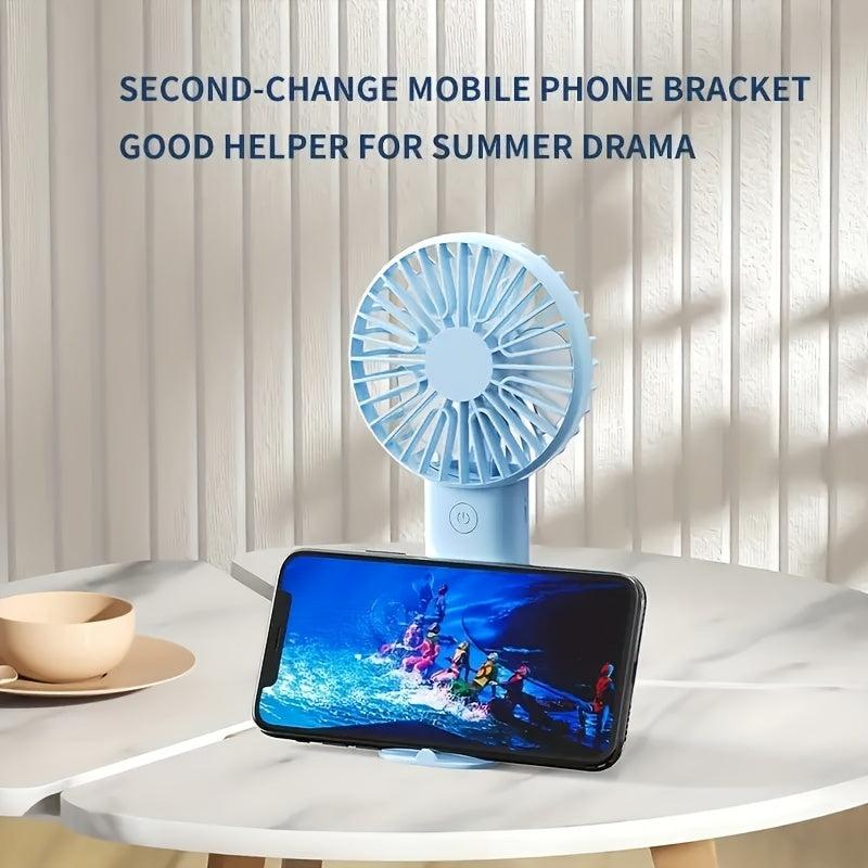Mini USB Charging Handheld Fan with Mobile Phone Holder