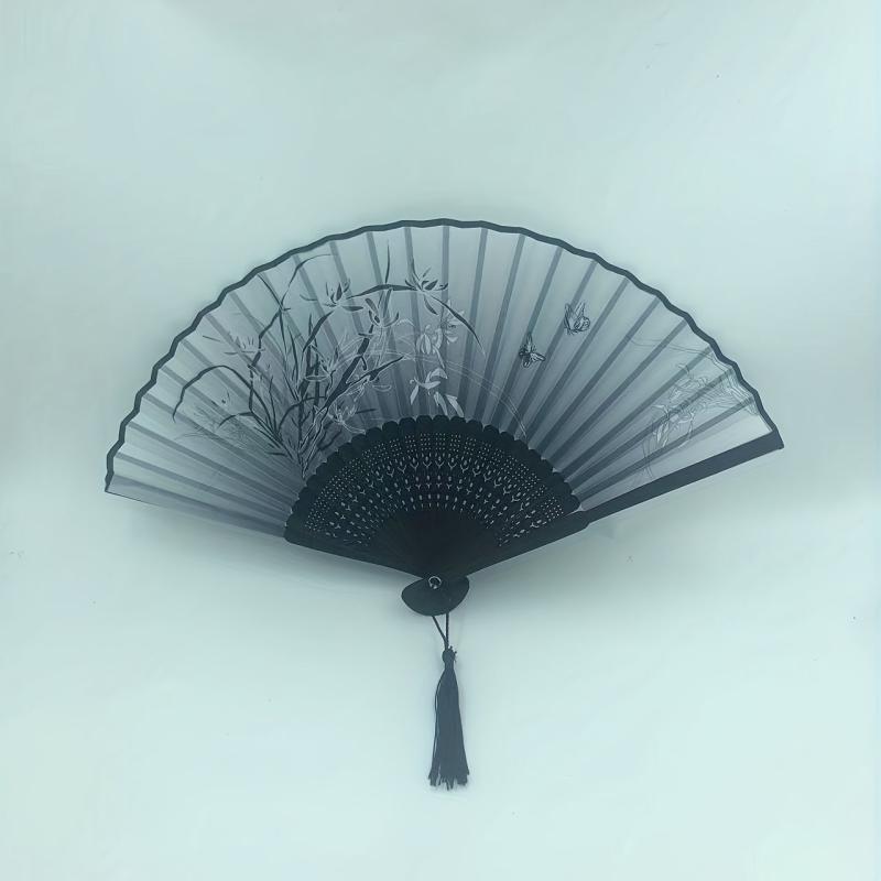 Classical Dance Fan Wooden Shank High Tassel Elegent Male Female Fan