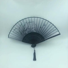 Classical Dance Fan Wooden Shank High Tassel Elegent Male Female Fan