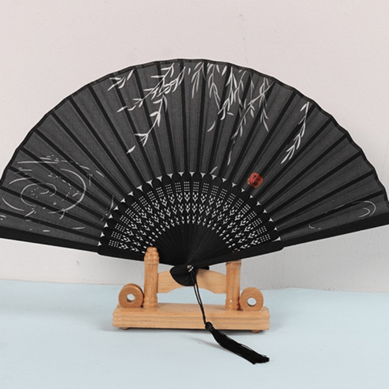 Classical Dance Fan Wooden Shank High Tassel Elegent Male Female Fan