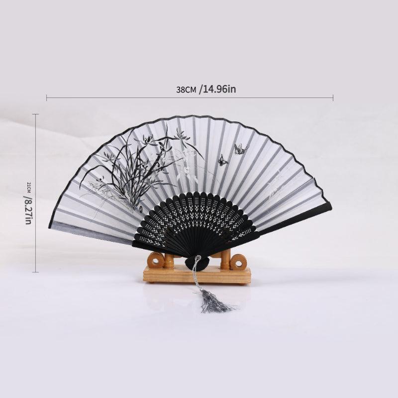 Classical Dance Fan Wooden Shank High Tassel Elegent Male Female Fan