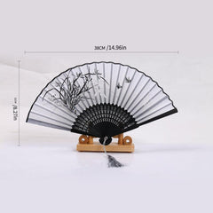 Classical Dance Fan Wooden Shank High Tassel Elegent Male Female Fan