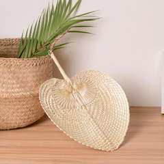 Bamboo Woven Heart Fan for Summer