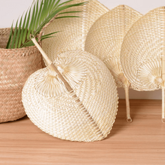 Bamboo Woven Heart Fan for Summer