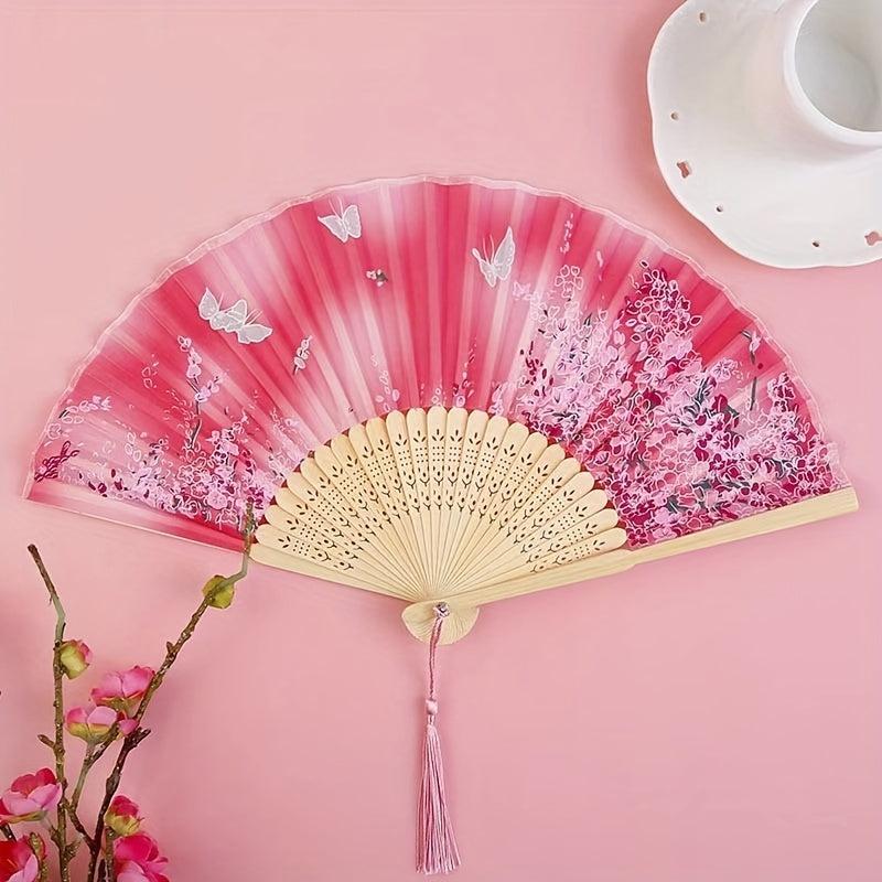 Chinese Style Small Floral Butterfly Pattern Fan Cheongsam Accessories