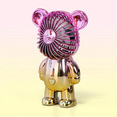 Cartoon Bear Handheld Fan USB Charging Small Fan Colorful Decoration