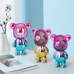 Cartoon Bear Handheld Fan USB Charging Small Fan Colorful Decoration