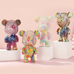 Cartoon Bear Handheld Fan USB Charging Small Fan Colorful Decoration