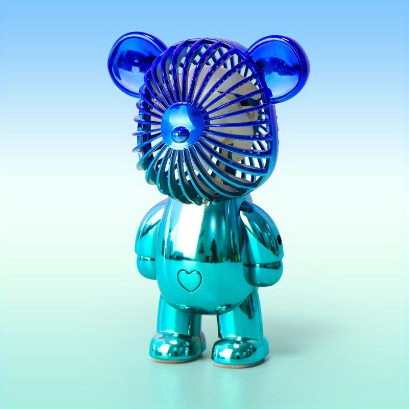 Cartoon Bear Handheld Fan USB Charging Small Fan Colorful Decoration