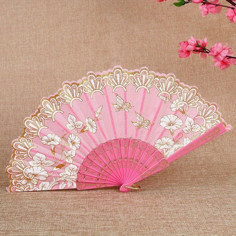 Floral Handheld Fan Chinese Style Vintage Portable Classic Wedding Folding Fans
