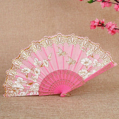 Floral Handheld Fan Chinese Style Vintage Portable Classic Wedding Folding Fans