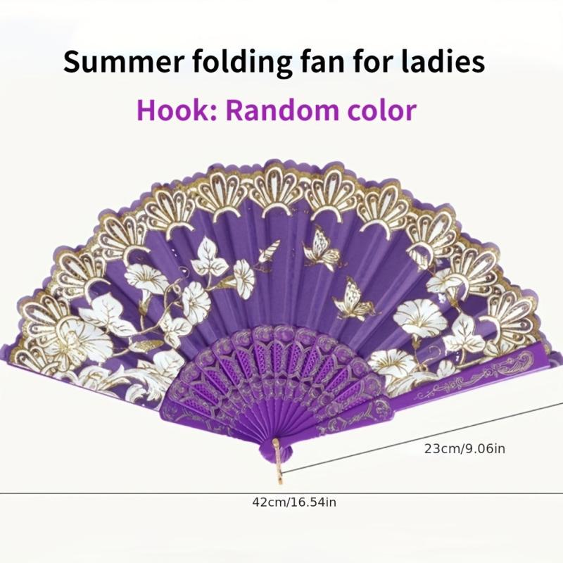 Floral Handheld Fan Chinese Style Vintage Portable Classic Wedding Folding Fans