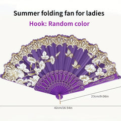 Floral Handheld Fan Chinese Style Vintage Portable Classic Wedding Folding Fans
