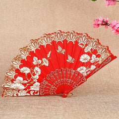 Floral Handheld Fan Chinese Style Vintage Portable Classic Wedding Folding Fans