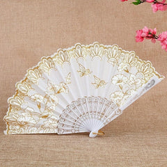 Floral Handheld Fan Chinese Style Vintage Portable Classic Wedding Folding Fans