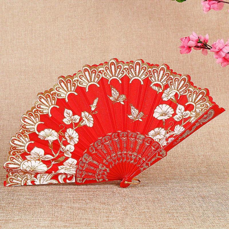 Floral Handheld Fan Chinese Style Vintage Portable Classic Wedding Folding Fans