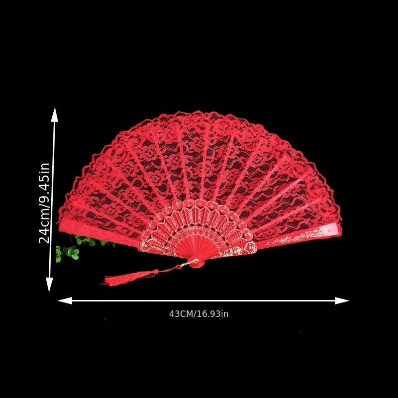 1pc Lace Fan Plastic Stage Prop Chinese Style Fan For Women