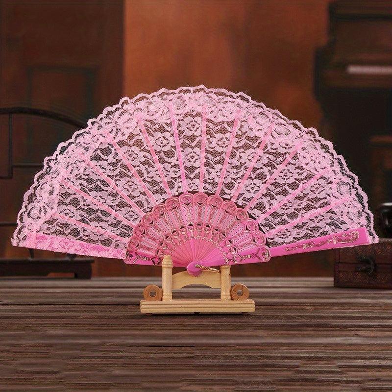1pc Lace Fan Plastic Stage Prop Chinese Style Fan For Women