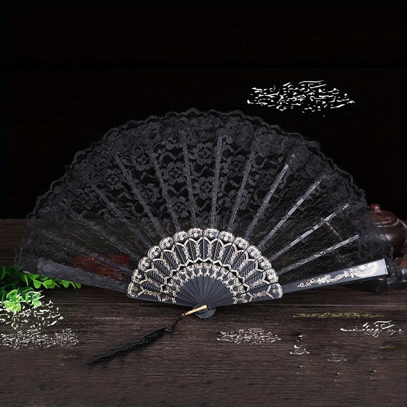 1pc Lace Fan Plastic Stage Prop Chinese Style Fan For Women