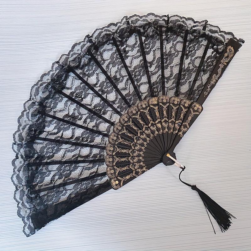 1pc Lace Fan Plastic Stage Prop Chinese Style Fan For Women